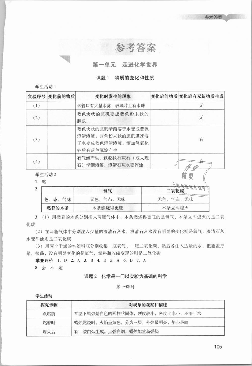 2018年阳光学业评价九年级化学上册人教版 第1页