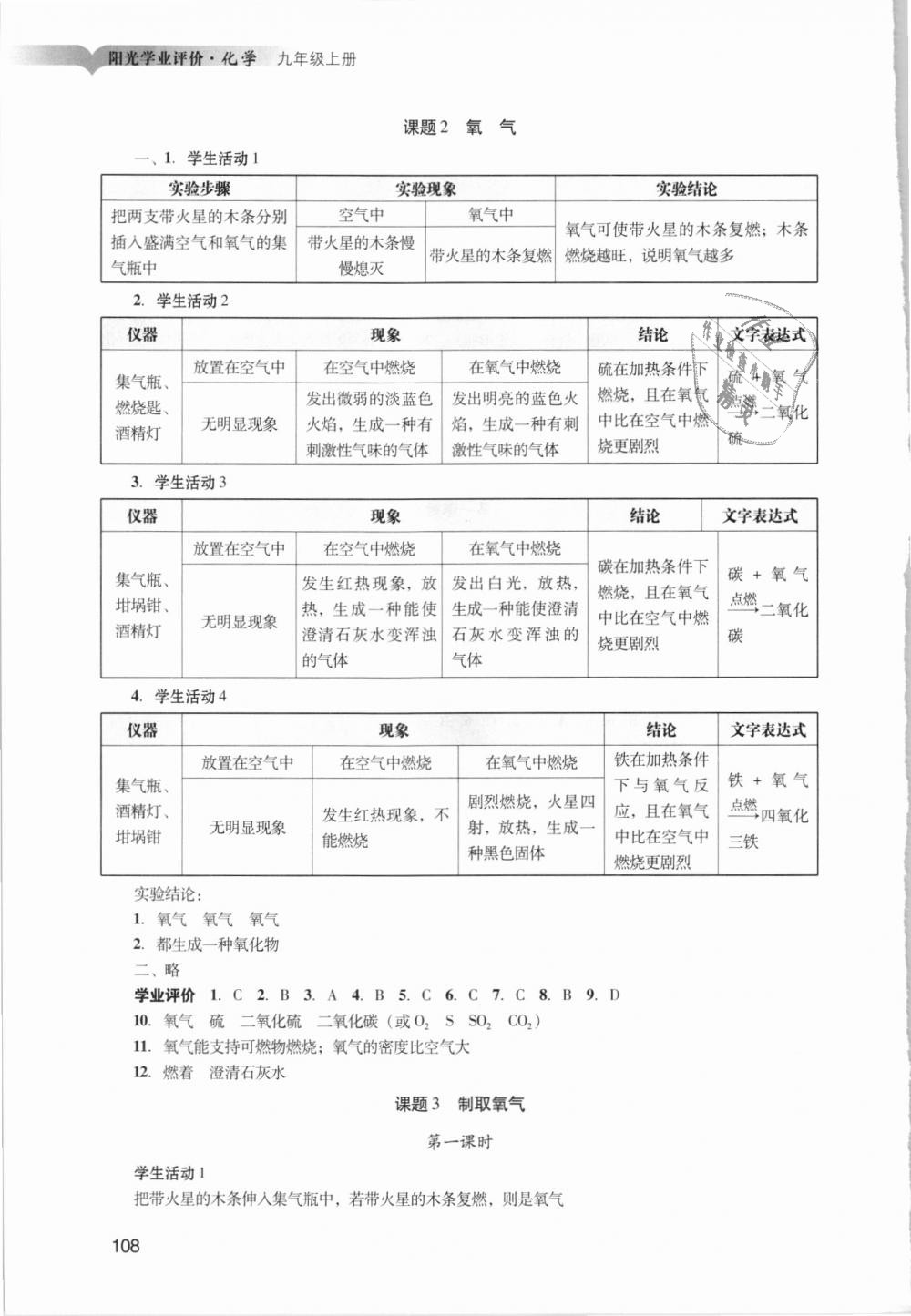 2018年陽光學業(yè)評價九年級化學上冊人教版 第4頁