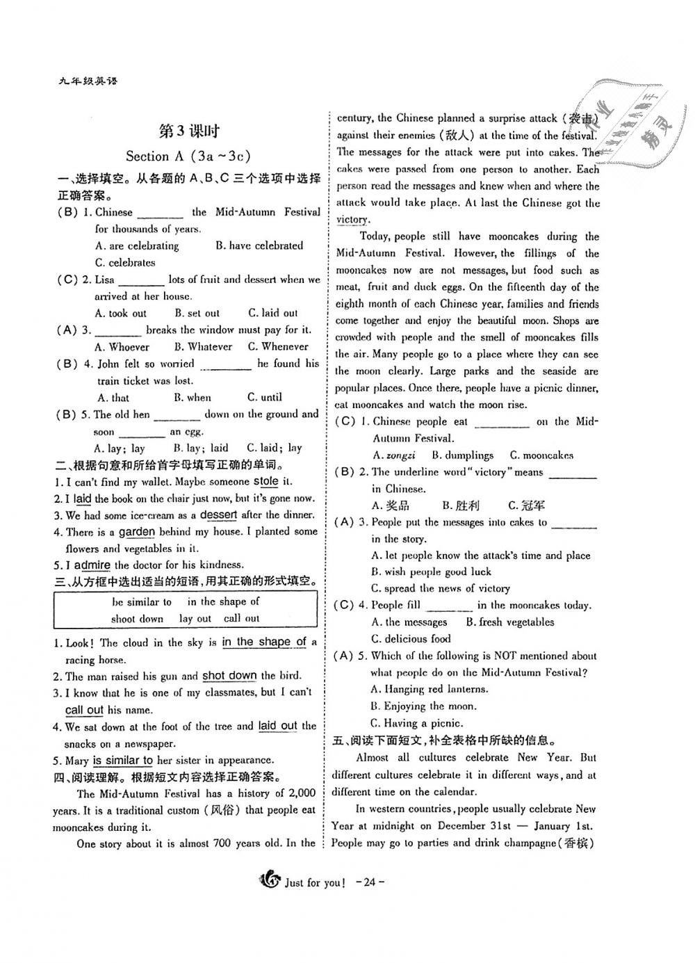 2018年蓉城优课堂给力A加九年级英语全一册人教版 第24页