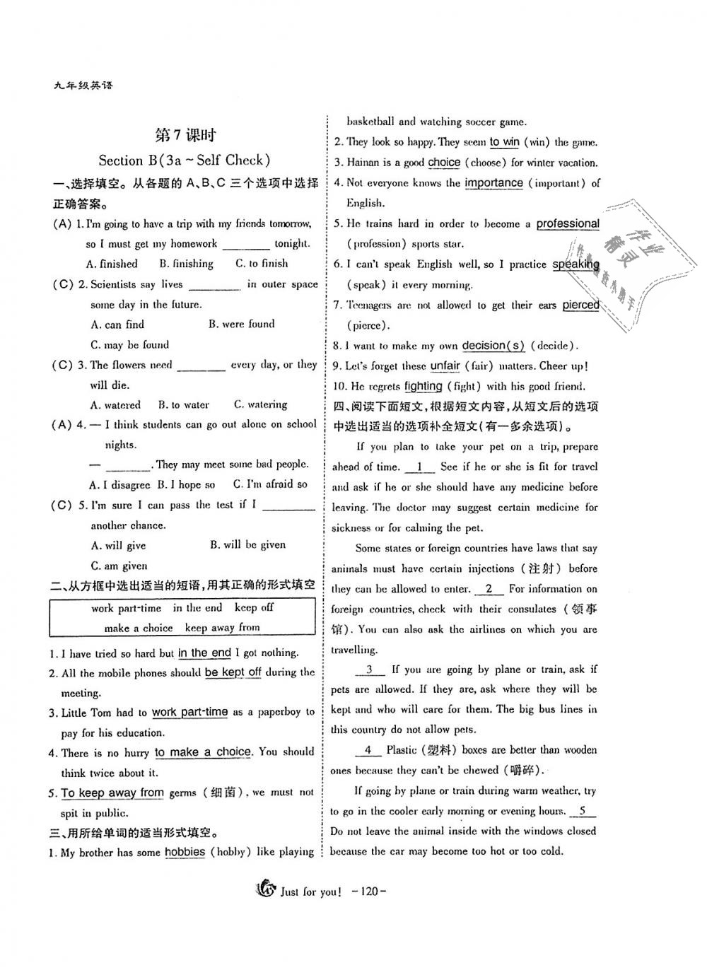 2018年蓉城优课堂给力A加九年级英语全一册人教版 第120页