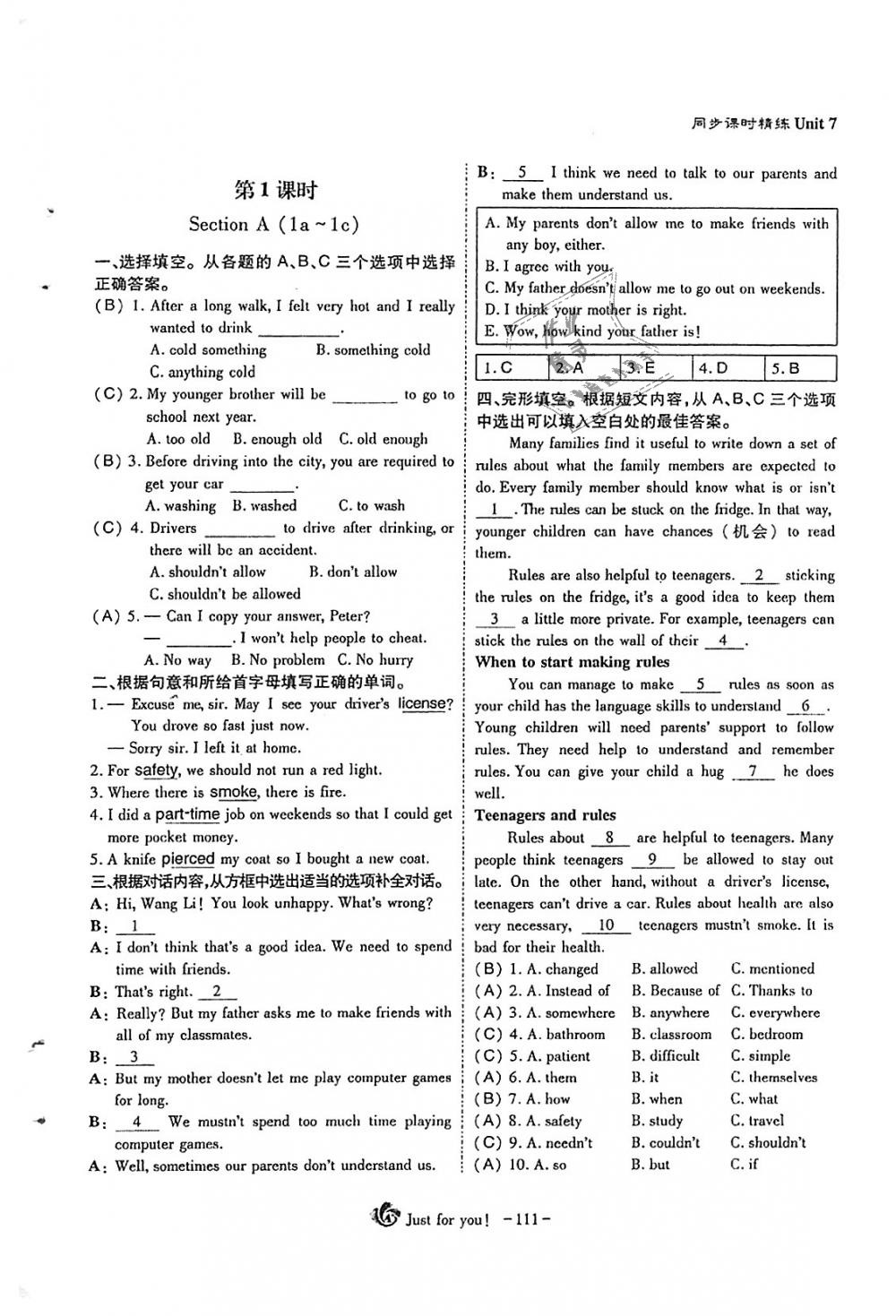 2018年蓉城优课堂给力A加九年级英语全一册人教版 第111页