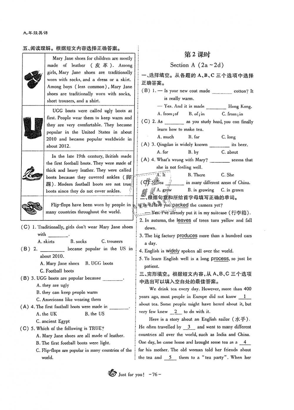 2018年蓉城优课堂给力A加九年级英语全一册人教版 第76页