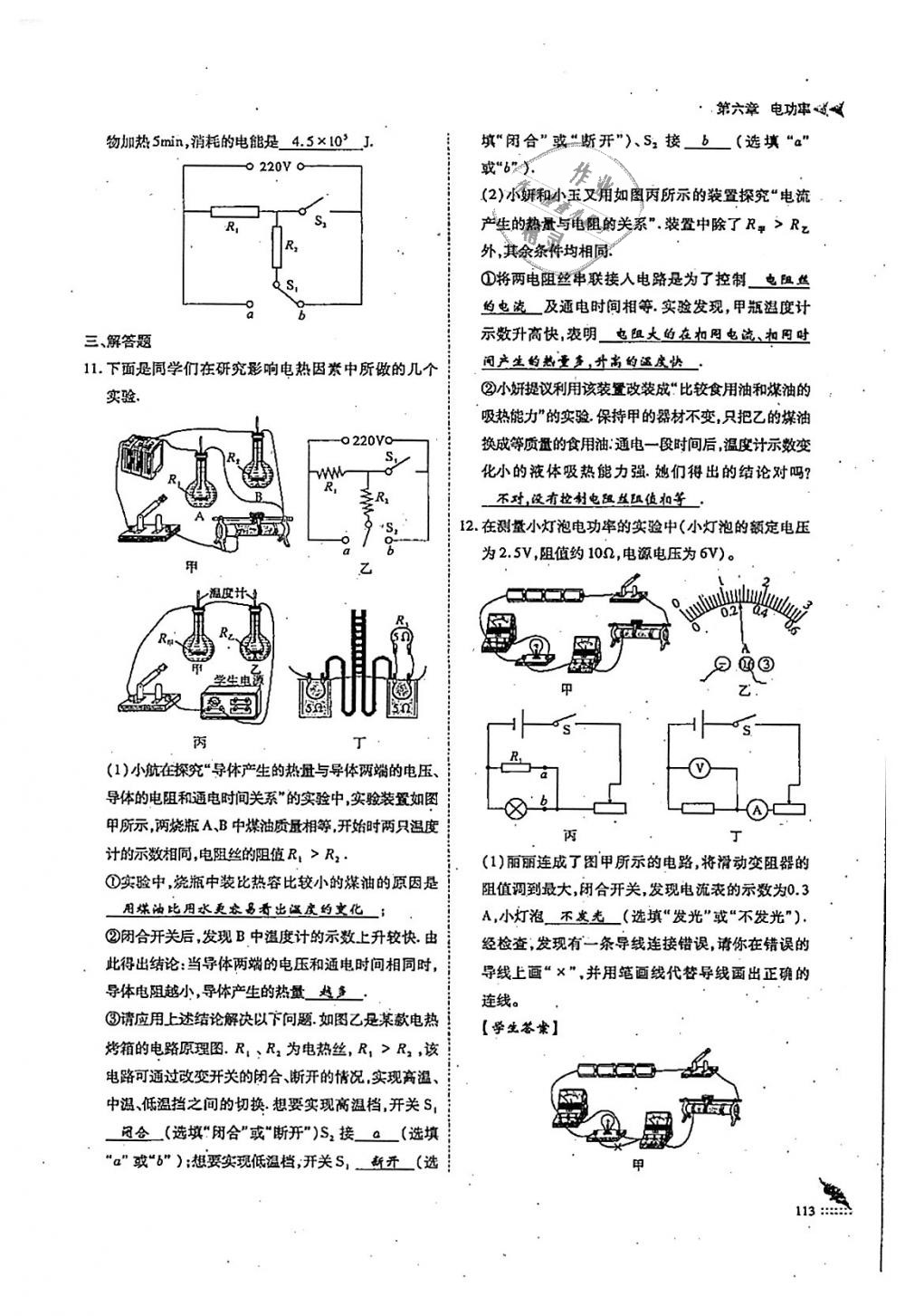 2018年蓉城優(yōu)課堂給力A加九年級(jí)物理全一冊(cè)教科版 第113頁(yè)