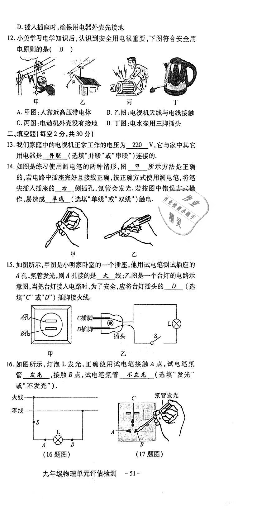 2018年蓉城优课堂给力A加九年级物理全一册教科版 第251页