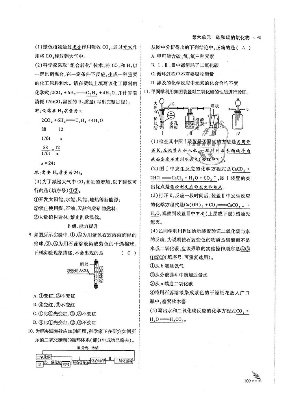 2018年蓉城優(yōu)課堂給力A加九年級(jí)化學(xué)全一冊(cè)人教版 第109頁(yè)