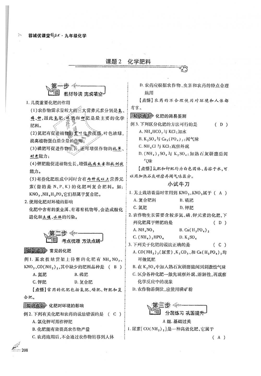 2018年蓉城優(yōu)課堂給力A加九年級化學全一冊人教版 第208頁