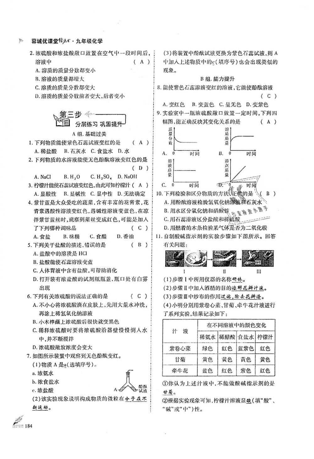 2018年蓉城優(yōu)課堂給力A加九年級(jí)化學(xué)全一冊(cè)人教版 第184頁(yè)