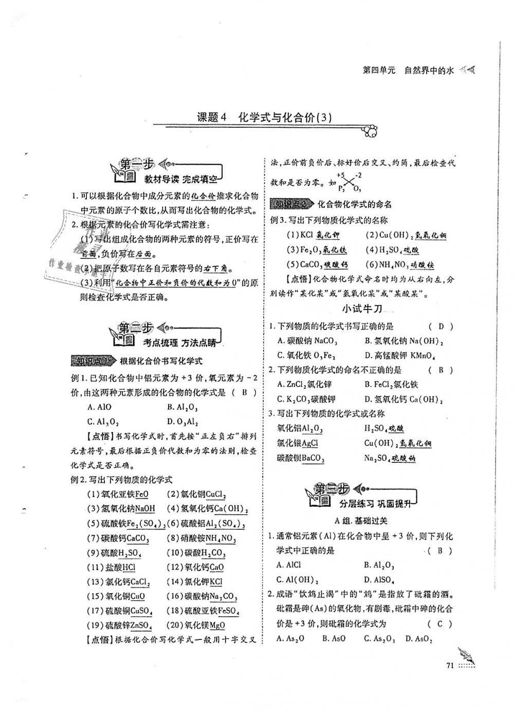 2018年蓉城优课堂给力A加九年级化学全一册人教版 第71页