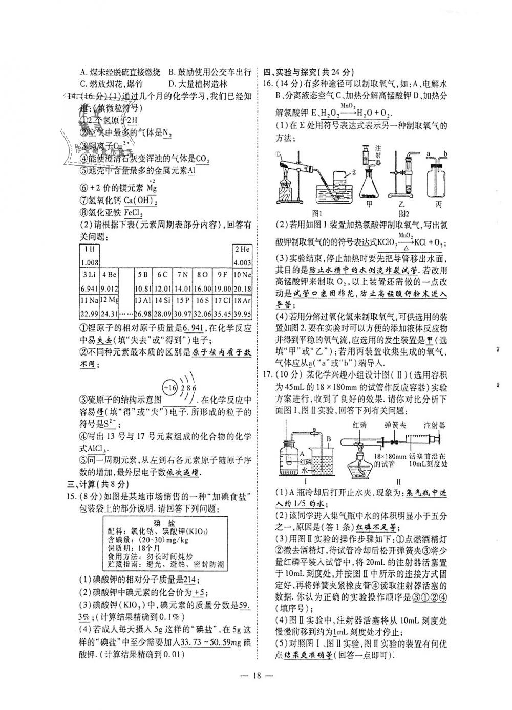 2018年蓉城優(yōu)課堂給力A加九年級化學(xué)全一冊人教版 第244頁