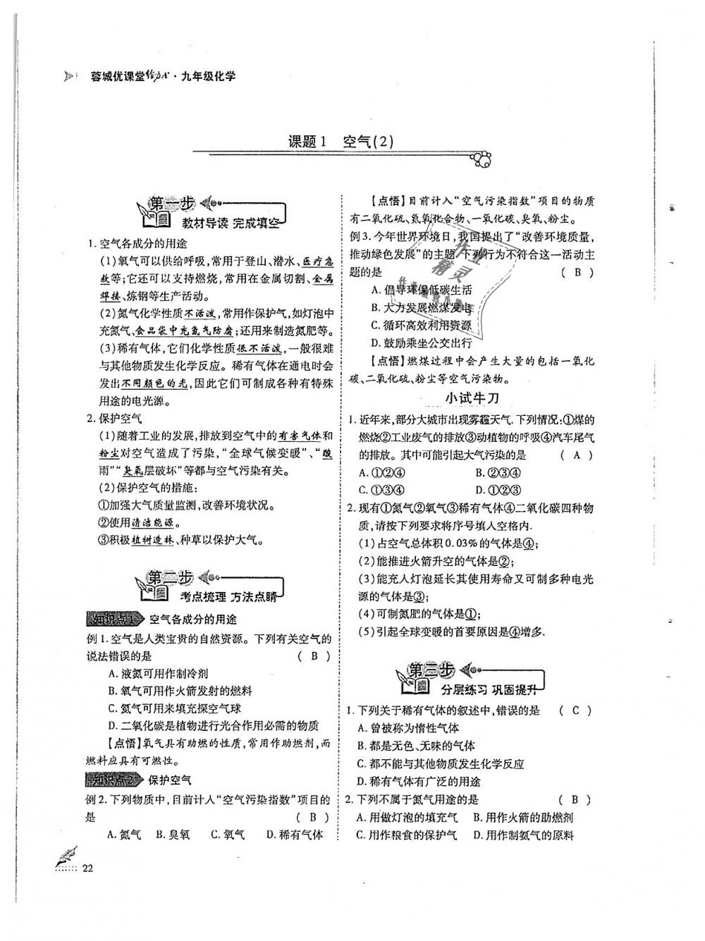 2018年蓉城优课堂给力A加九年级化学全一册人教版 第22页