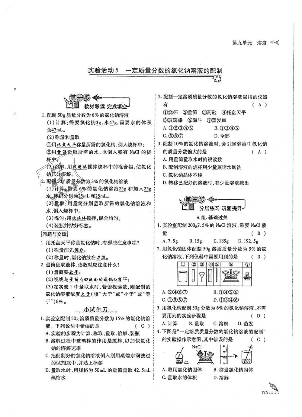 2018年蓉城优课堂给力A加九年级化学全一册人教版 第175页