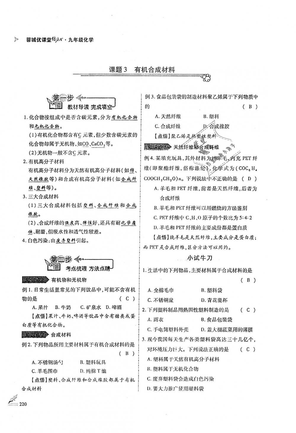 2018年蓉城優(yōu)課堂給力A加九年級化學全一冊人教版 第220頁