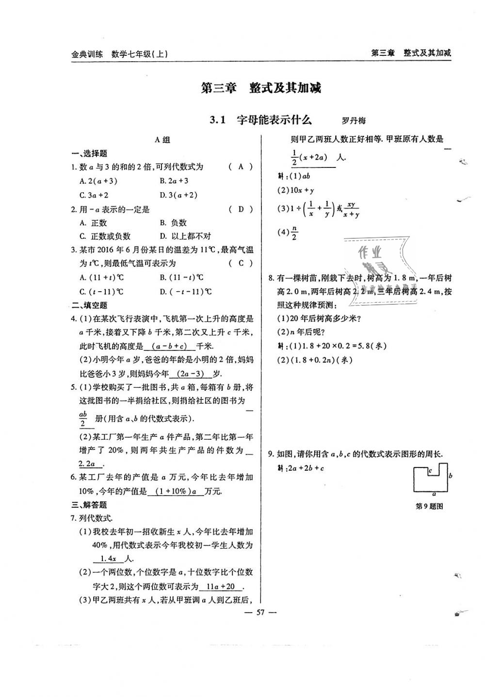 2018年金典訓練七年級數(shù)學上冊北師大版 第58頁