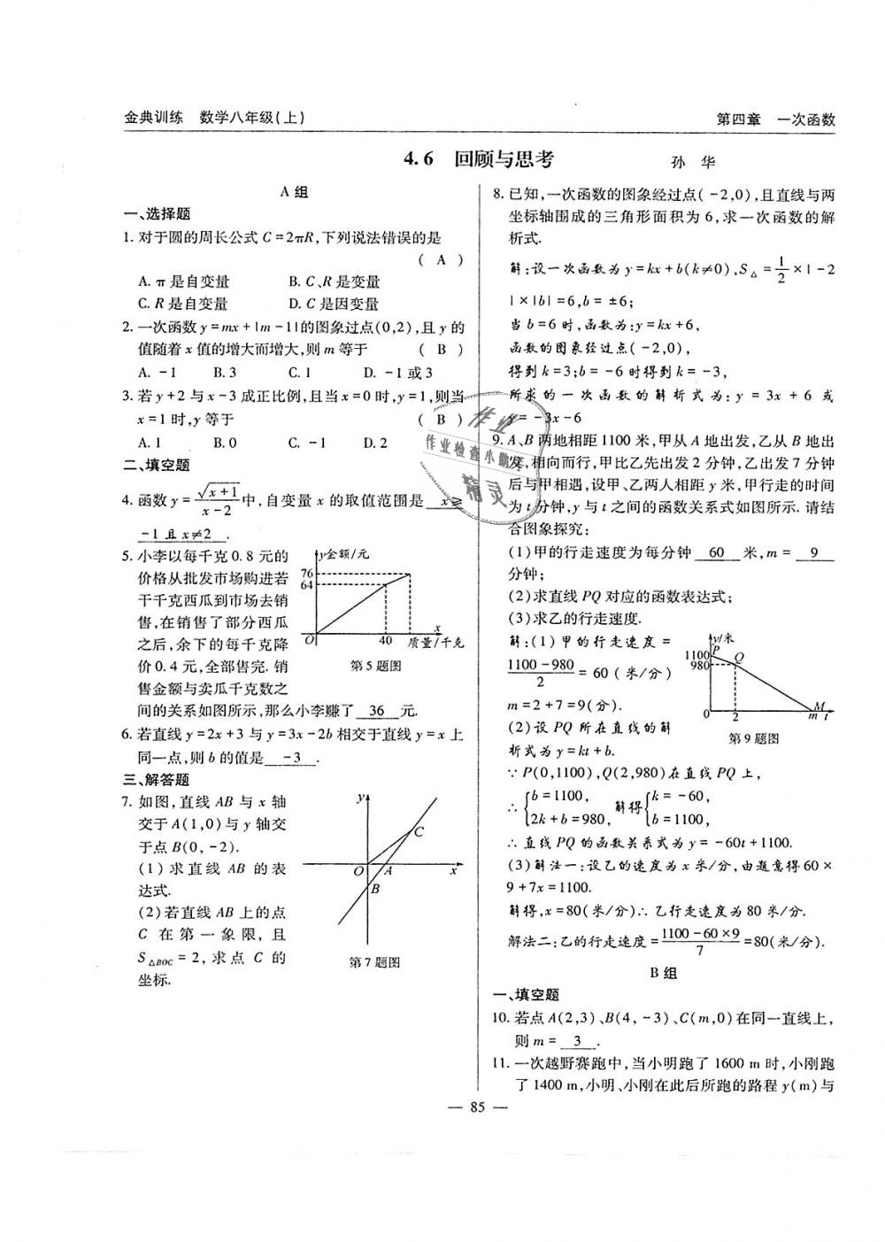 2018年金典训练八年级数学上册北师大版 第85页