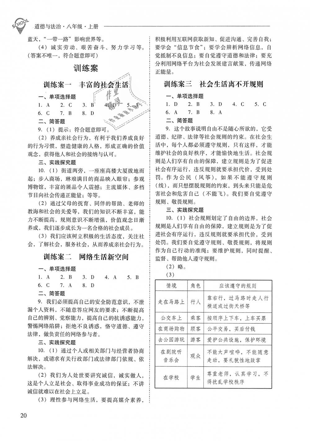 2018年新課程問(wèn)題解決導(dǎo)學(xué)方案八年級(jí)道德與法治上冊(cè)人教版 第20頁(yè)