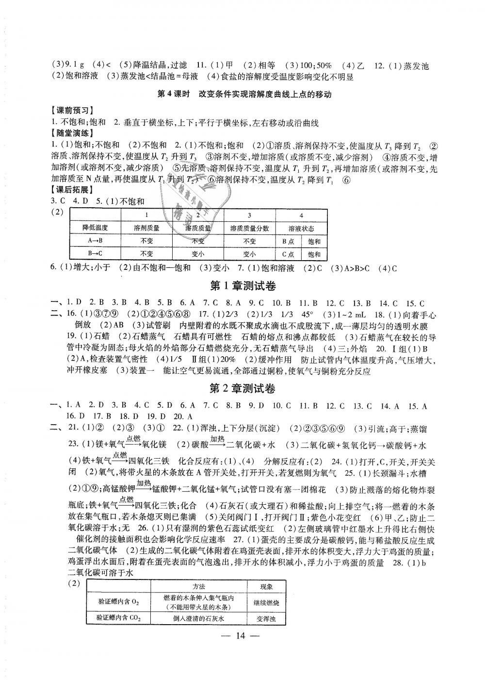 2018年综合素质学化学随堂反馈九年级上册沪教版 第14页