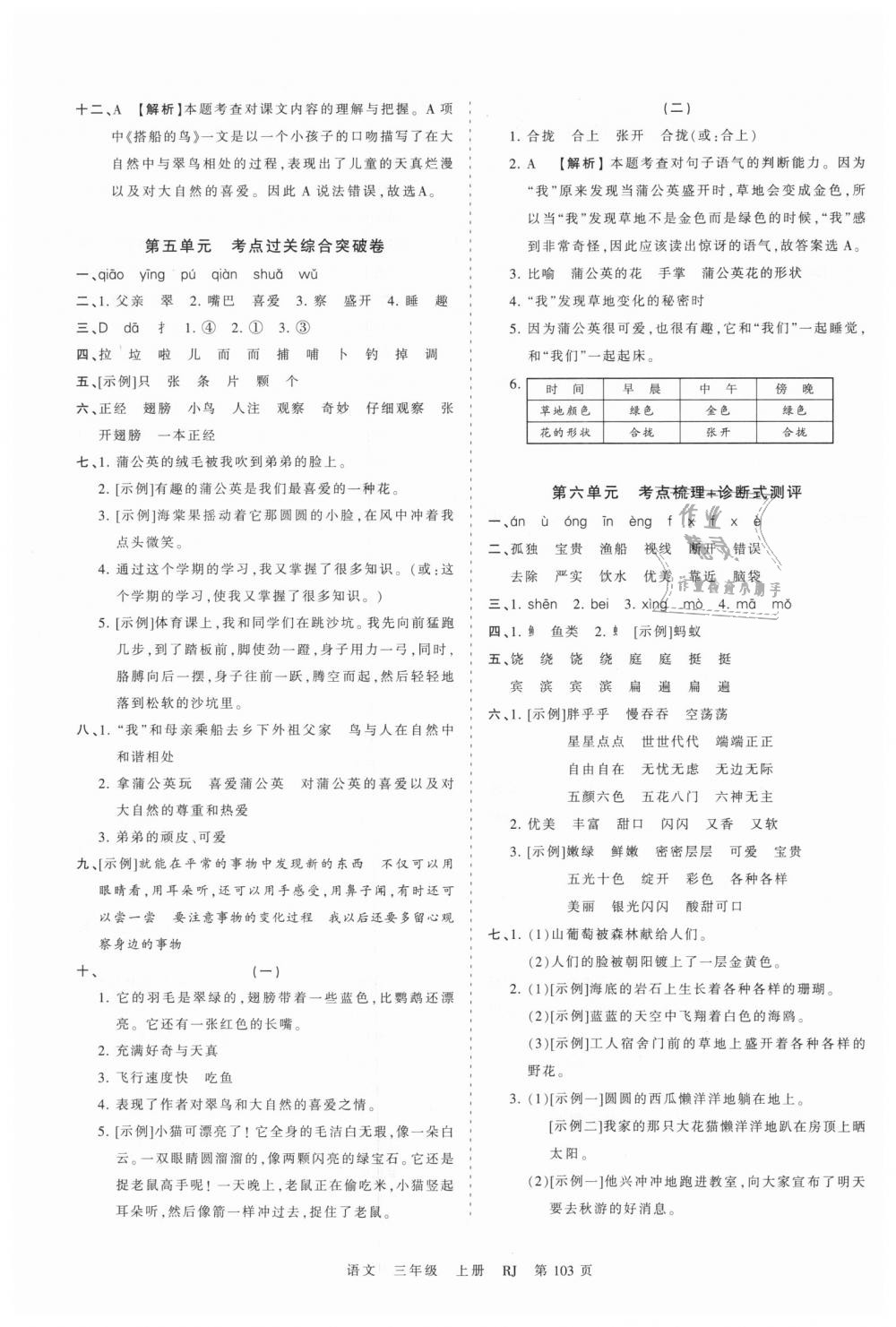 2018年王朝霞考點(diǎn)梳理時(shí)習(xí)卷三年級(jí)語文上冊(cè)人教版 第7頁(yè)