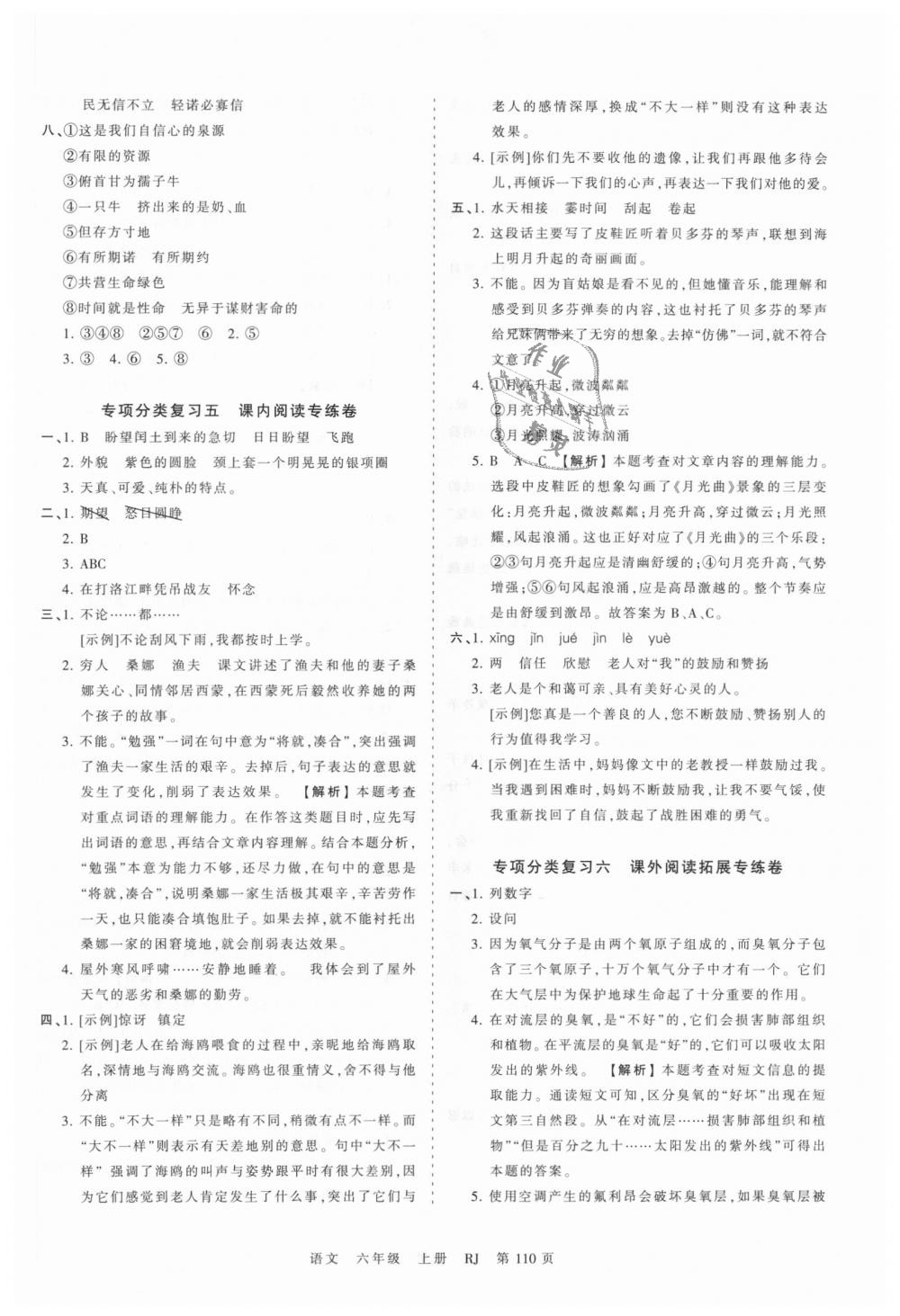 2018年王朝霞考点梳理时习卷六年级语文上册人教版 第14页