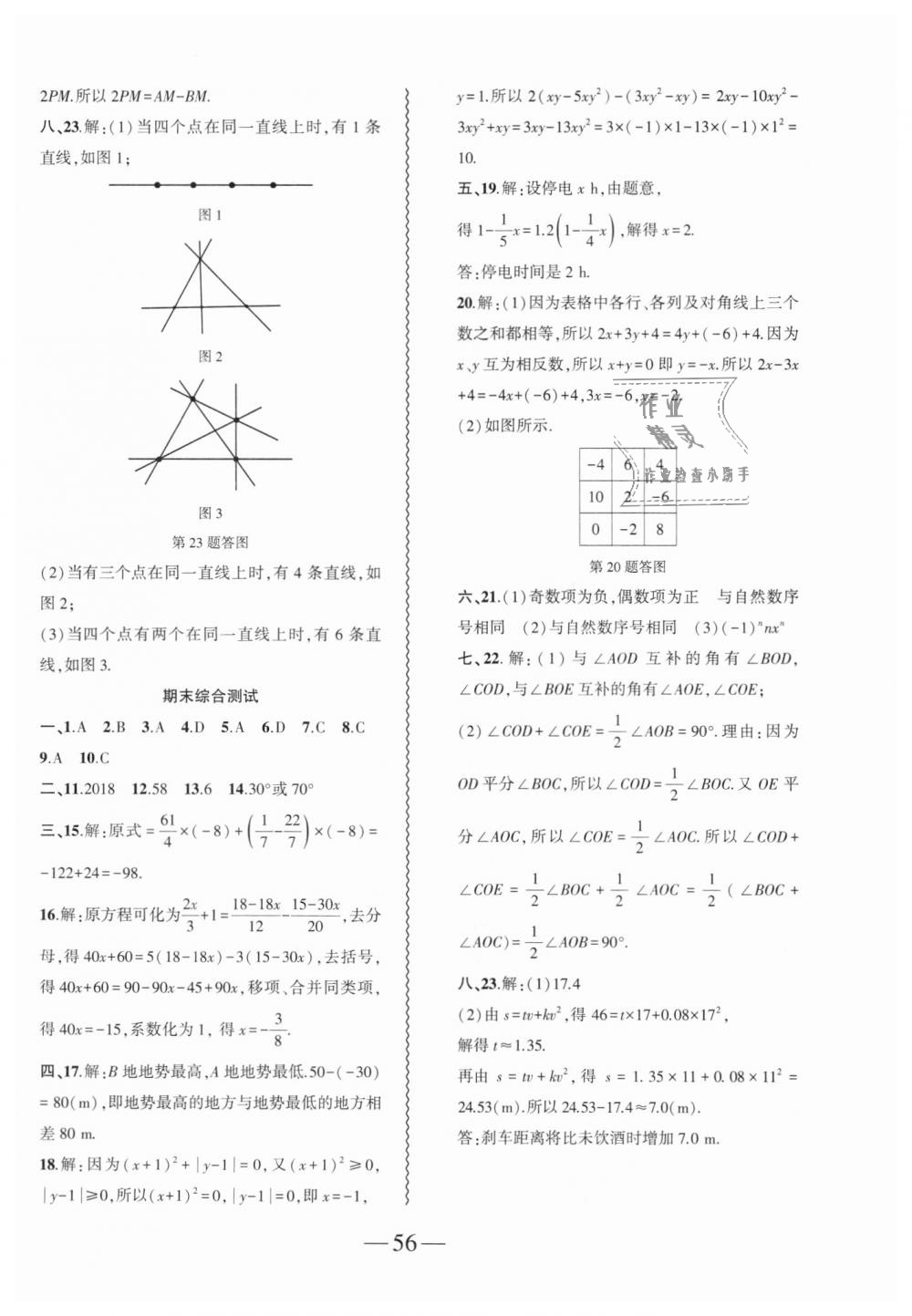 2018年创新课堂创新作业本七年级数学上册人教版 第32页