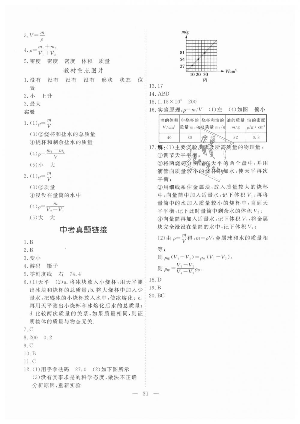 2018年一飞冲天课时作业八年级物理上册人教版 第31页