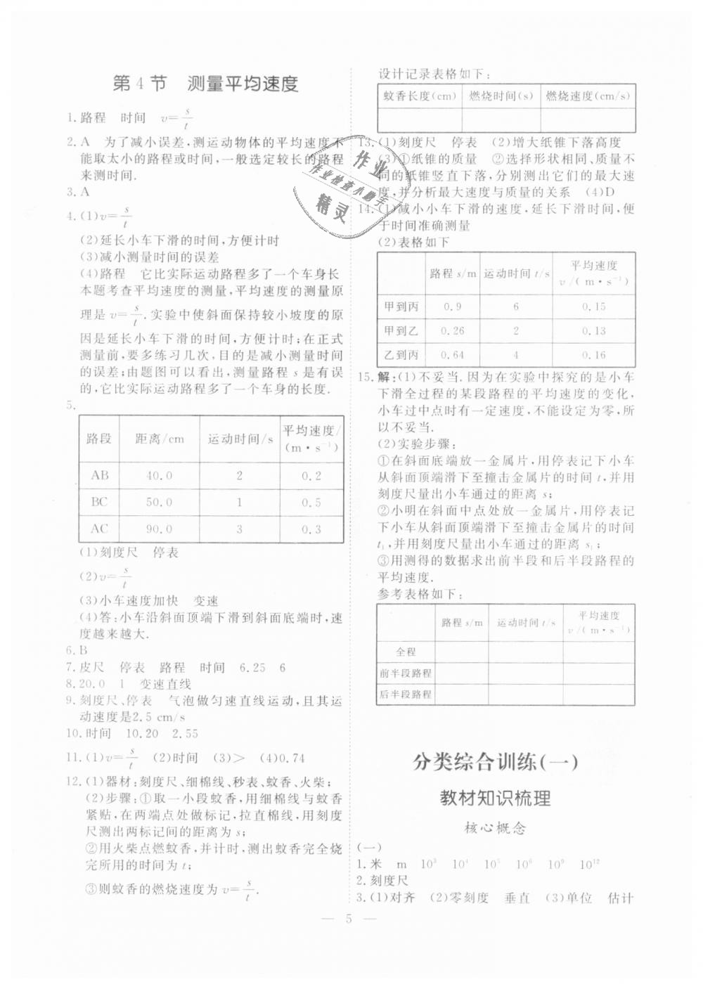 2018年一飞冲天课时作业八年级物理上册人教版 第5页