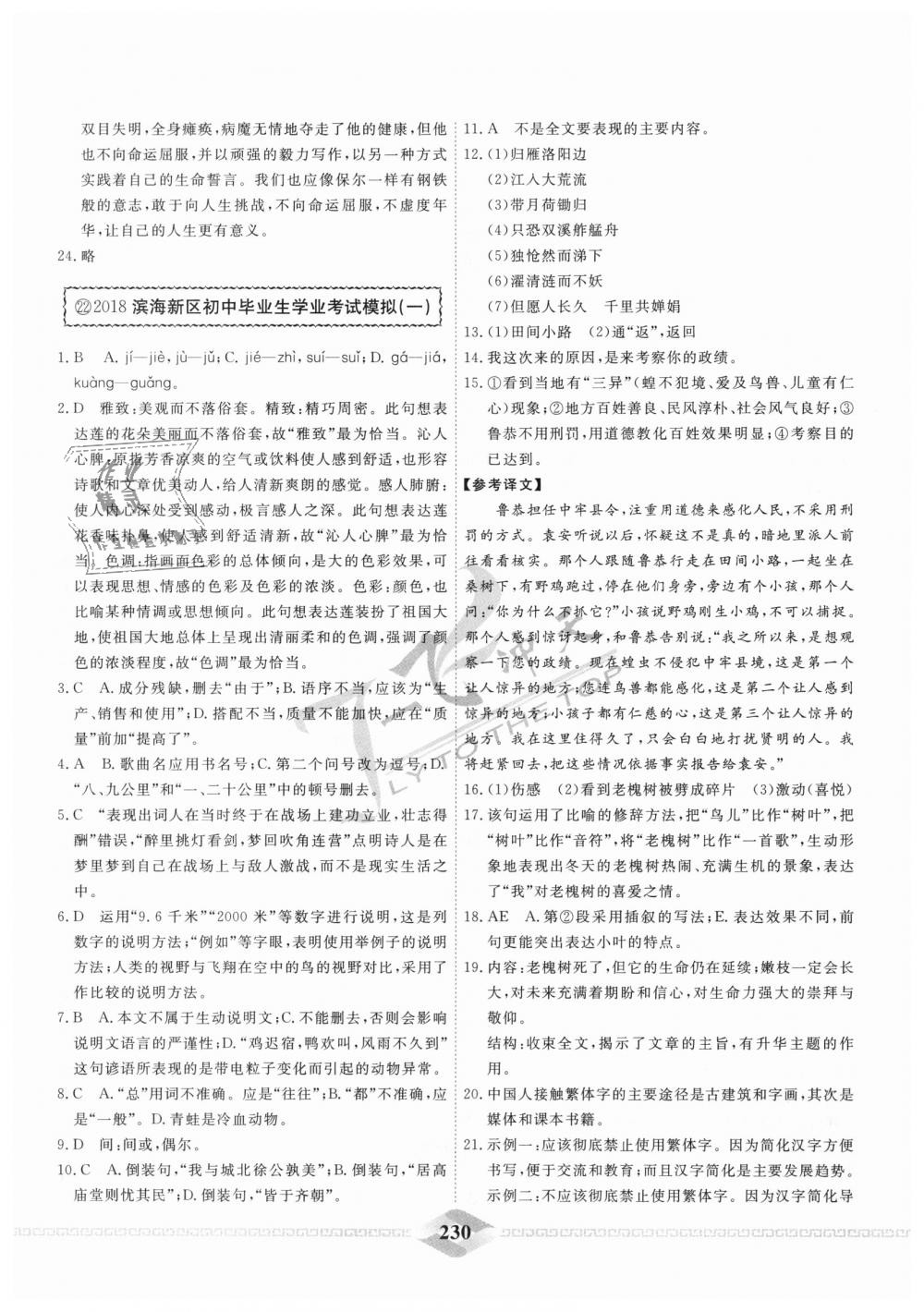 2018年一飞冲天中考模拟试题汇编九年级语文全一册&nbsp;第22页