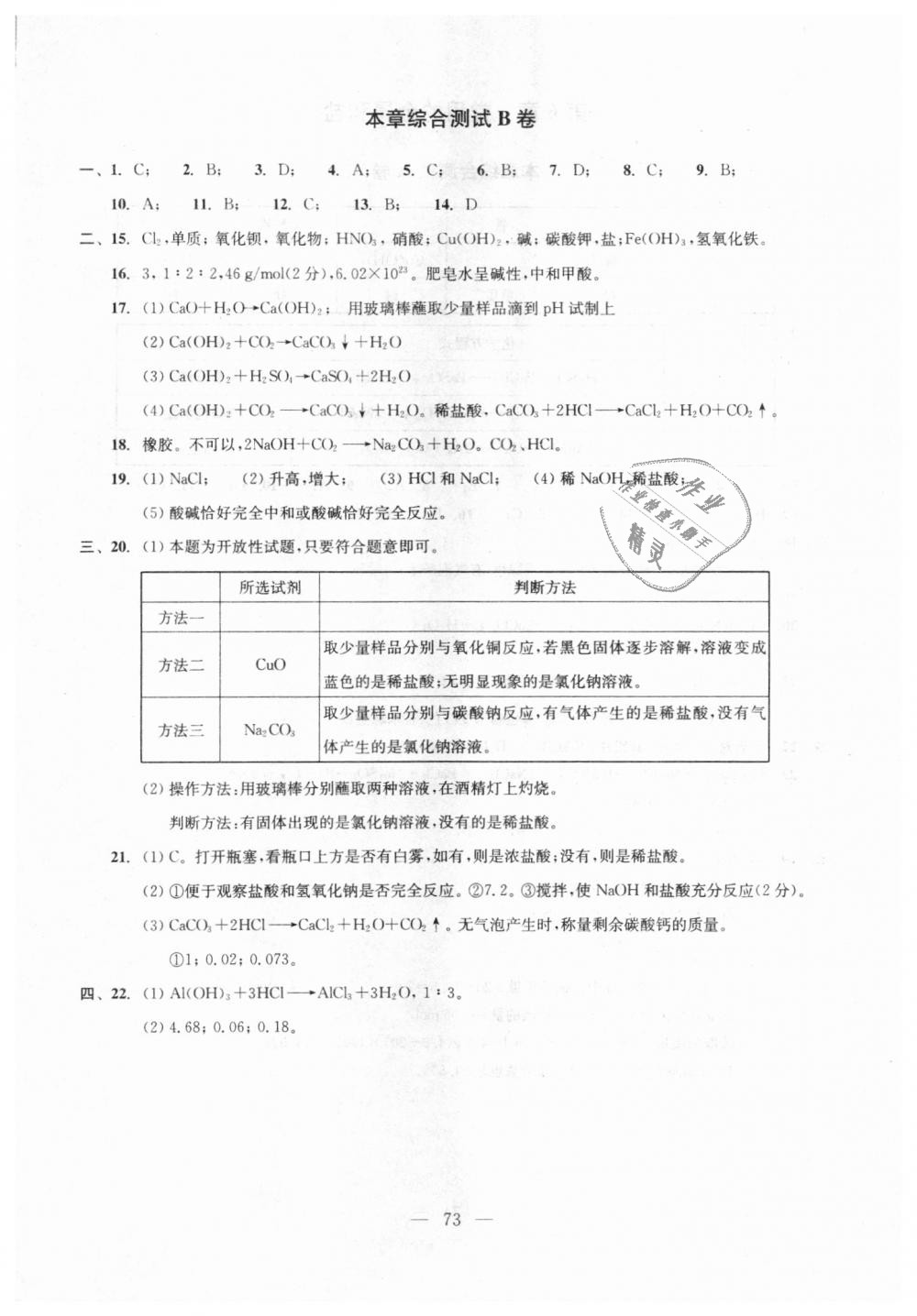 2018年初中化學(xué)雙基過關(guān)隨堂練九年級(jí)全年用滬教版 第74頁