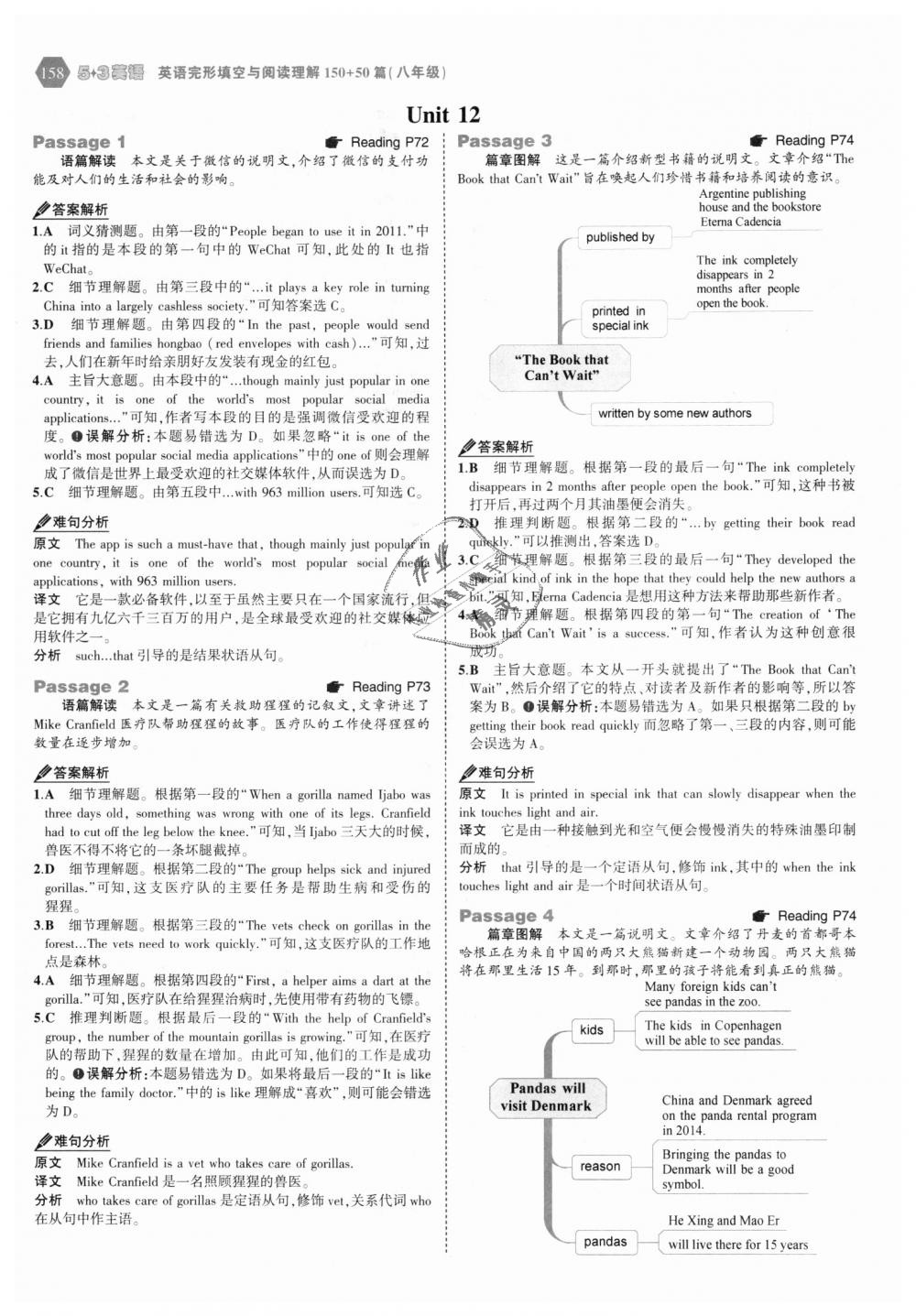 2018年53English八年級(jí)英語(yǔ)完形填空與閱讀理解150加50篇 第24頁(yè)