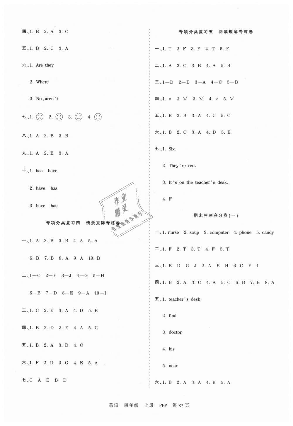 2018年王朝霞考點(diǎn)梳理時(shí)習(xí)卷四年級(jí)英語上冊(cè)人教PEP版 第7頁