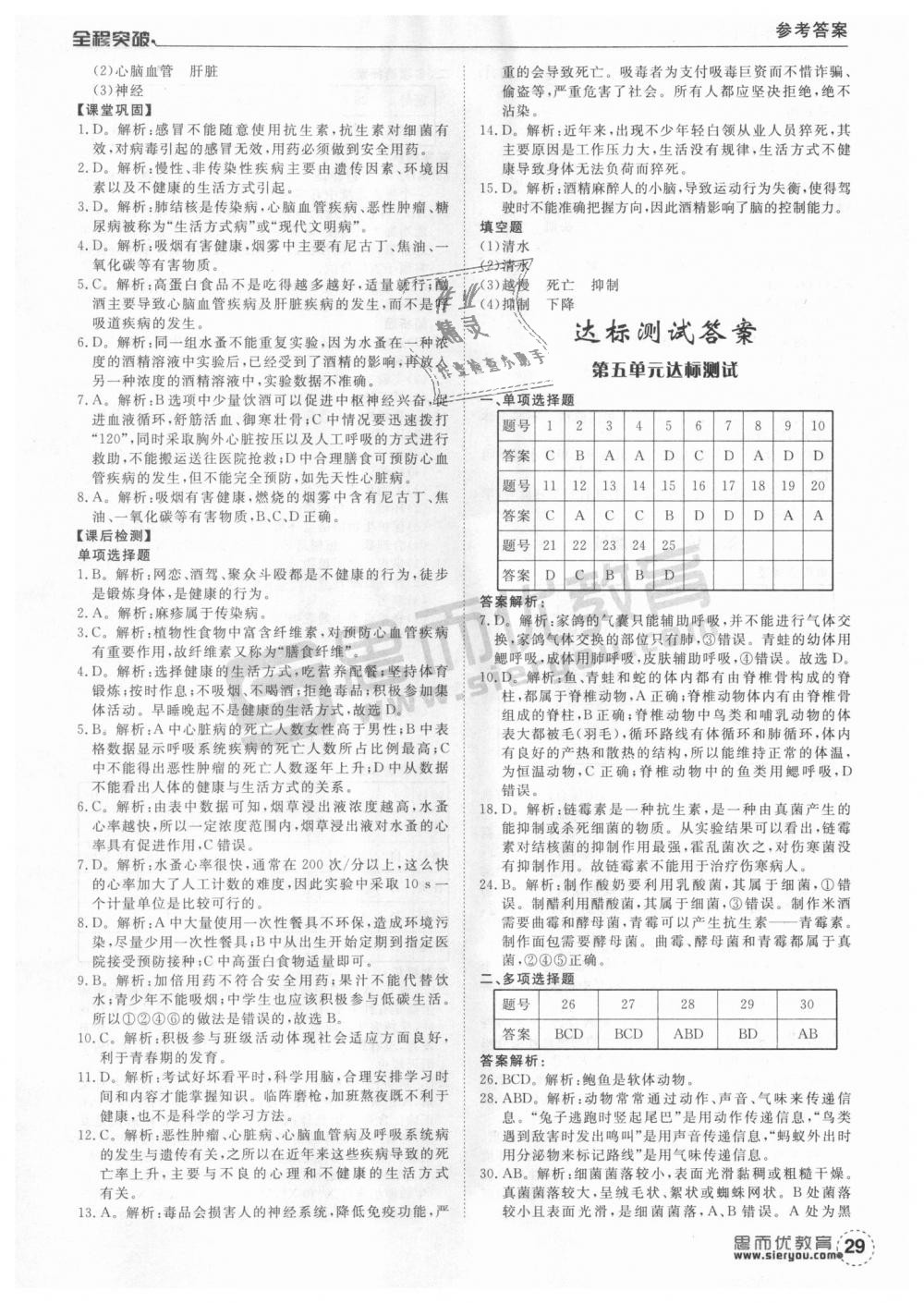 2018年全程突破八年级生物全一册人教版 第29页