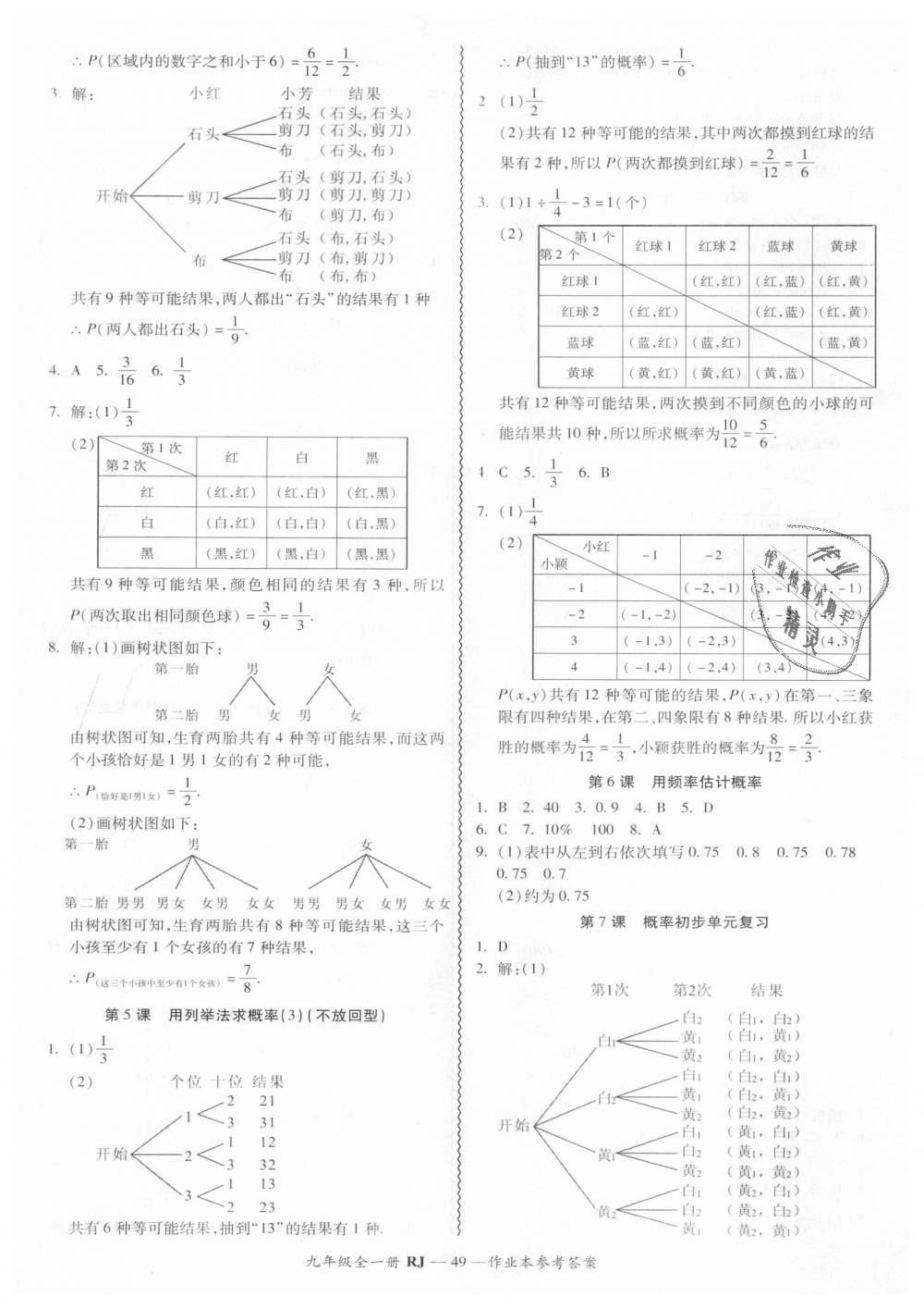 2018年零障礙導(dǎo)教導(dǎo)學(xué)案九年級(jí)數(shù)學(xué)全一冊(cè)人教版 第49頁(yè)