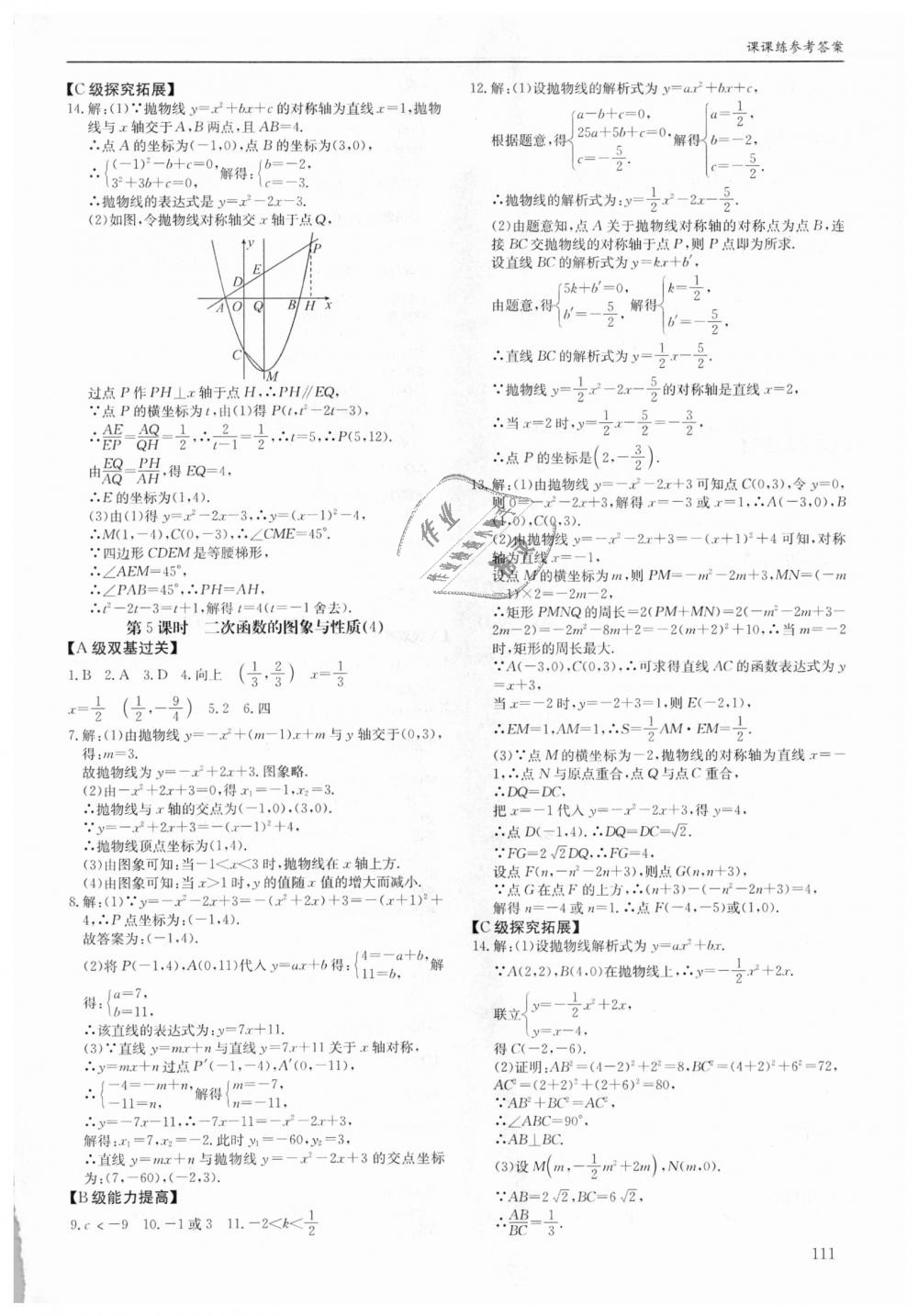 2018年蓉城学堂课课练九年级数学全一册北师大版 第111页