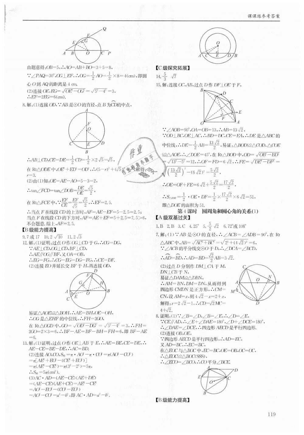 2018年蓉城学堂课课练九年级数学全一册北师大版 第119页