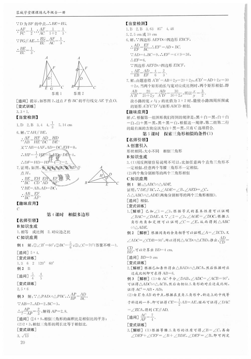 2018年蓉城学堂课课练九年级数学全一册北师大版 第20页