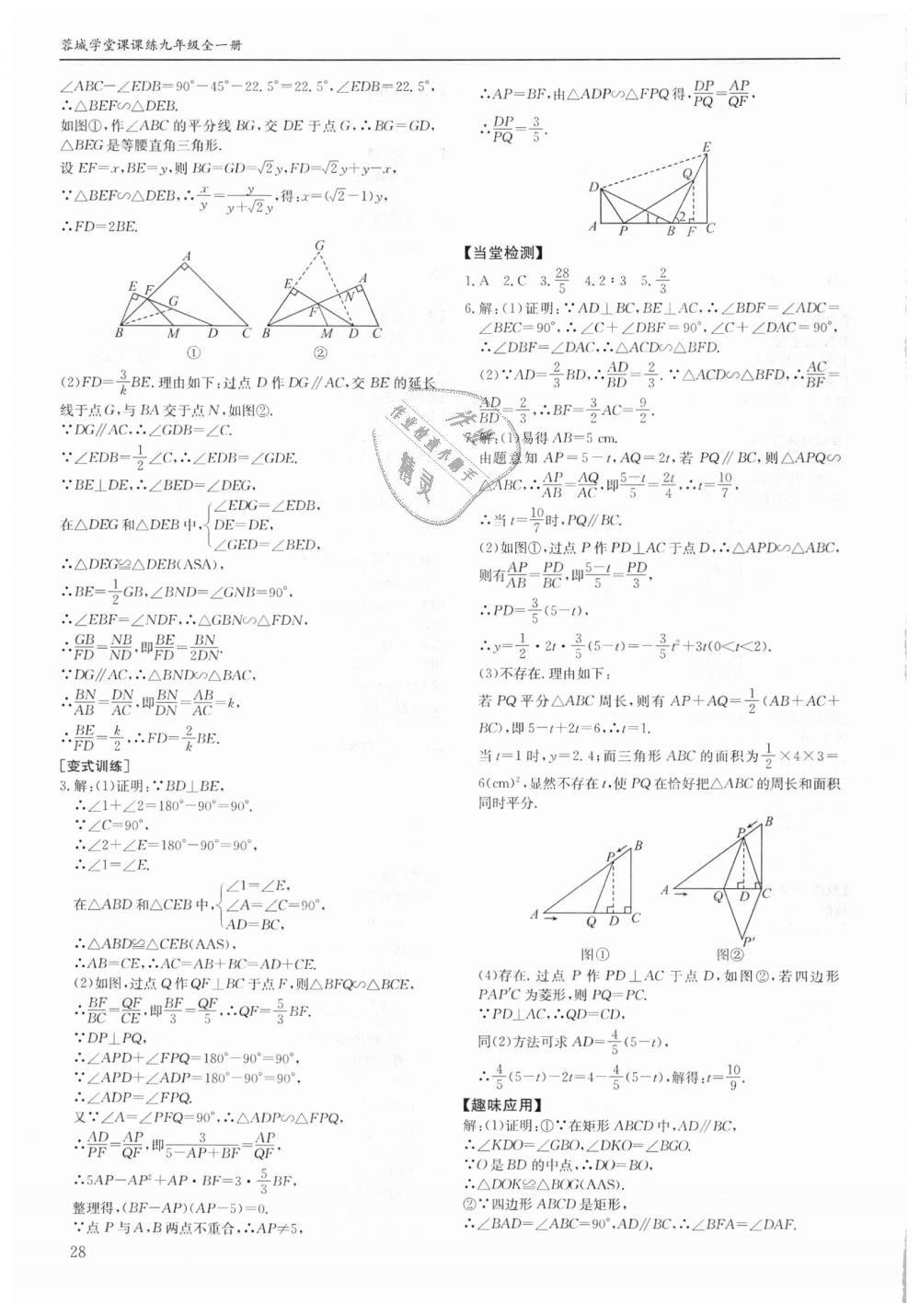 2018年蓉城学堂课课练九年级数学全一册北师大版 第28页