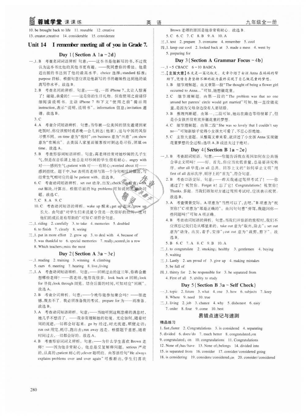 2018年蓉城学堂课课练九年级英语全一册人教版 第34页