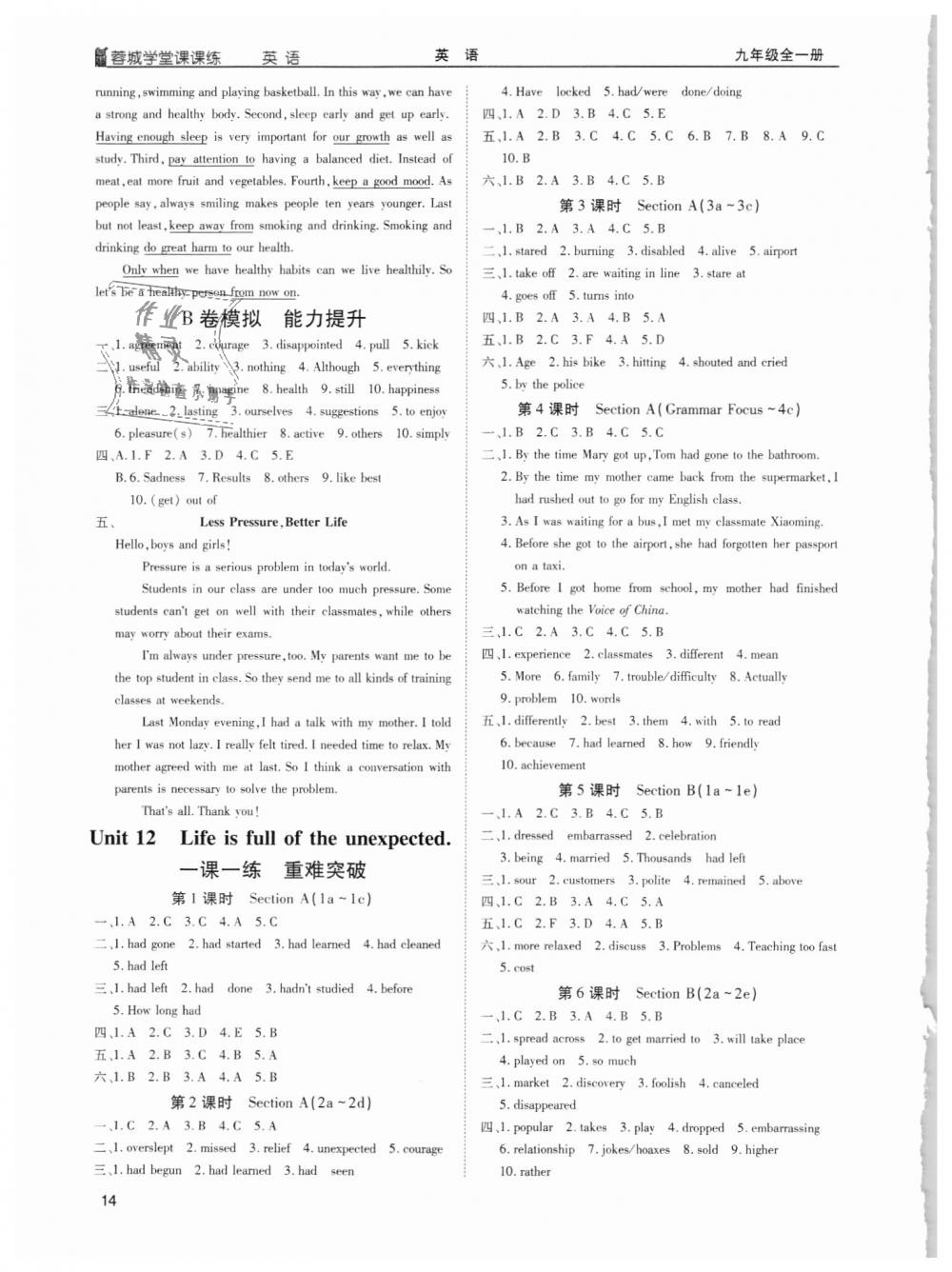 2018年蓉城学堂课课练九年级英语全一册人教版 第14页