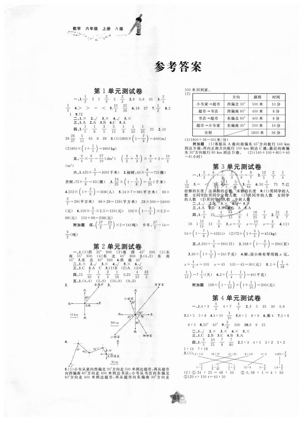 2018年新課程學(xué)習(xí)與測(cè)評(píng)單元雙測(cè)六年級(jí)數(shù)學(xué)上冊(cè)A版 第1頁