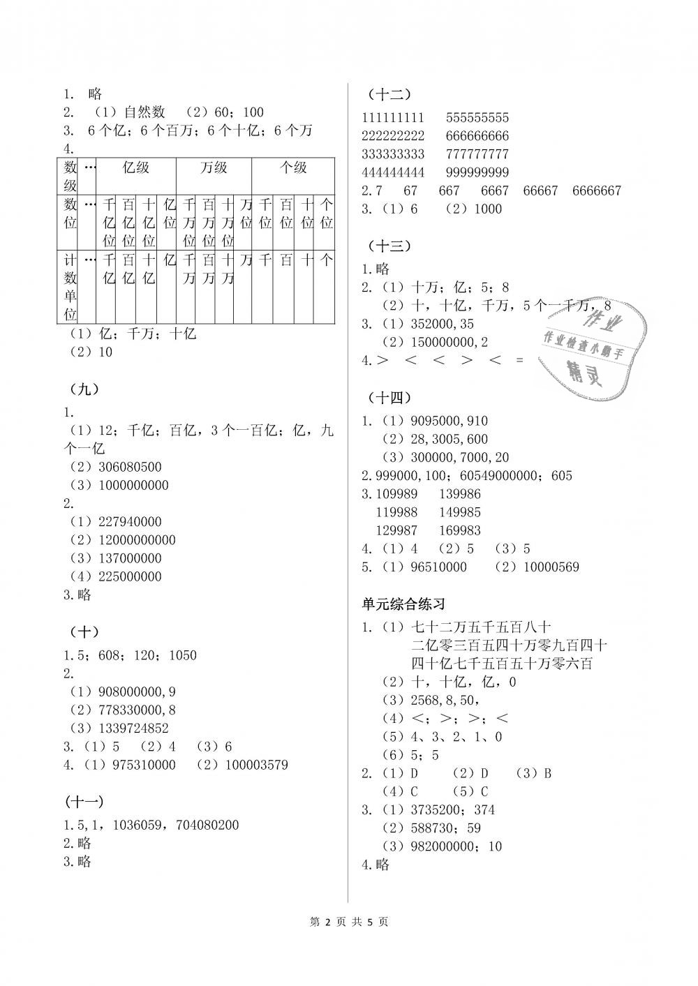 2018年數(shù)學(xué)作業(yè)本四年級(jí)上冊(cè)人教版浙江教育出版社 第2頁(yè)