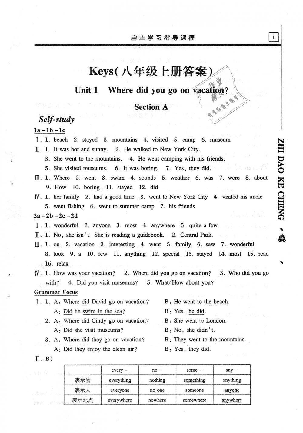 2018年自主学习指导课程八年级英语上册 第1页