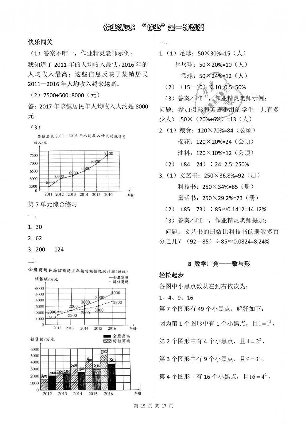 2018年配套練習(xí)冊六年級數(shù)學(xué)上冊人教版人民教育出版社 第15頁