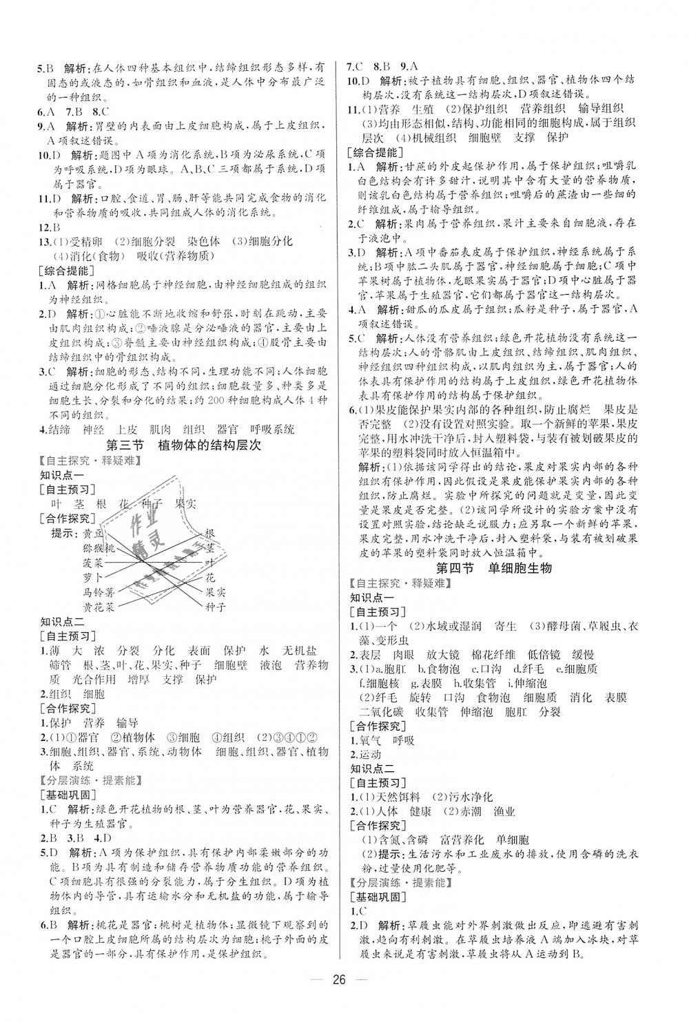 2018年同步学历案课时练七年级生物学上册人教版 第10页