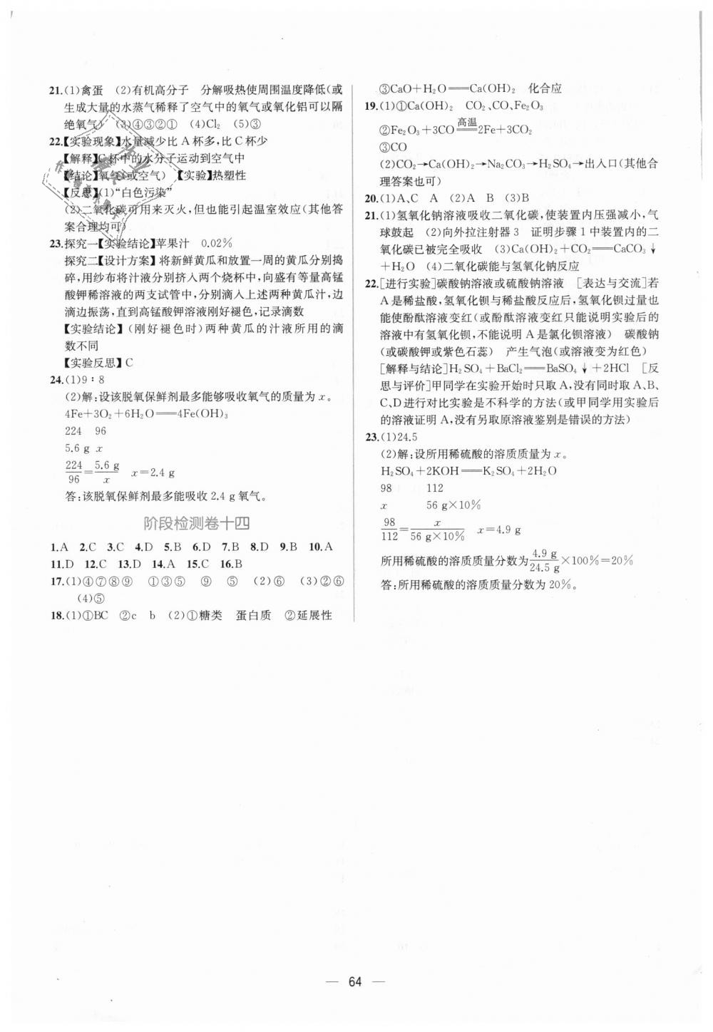 2018年同步导学案课时练九年级化学全一册人教版河南专版 第22页