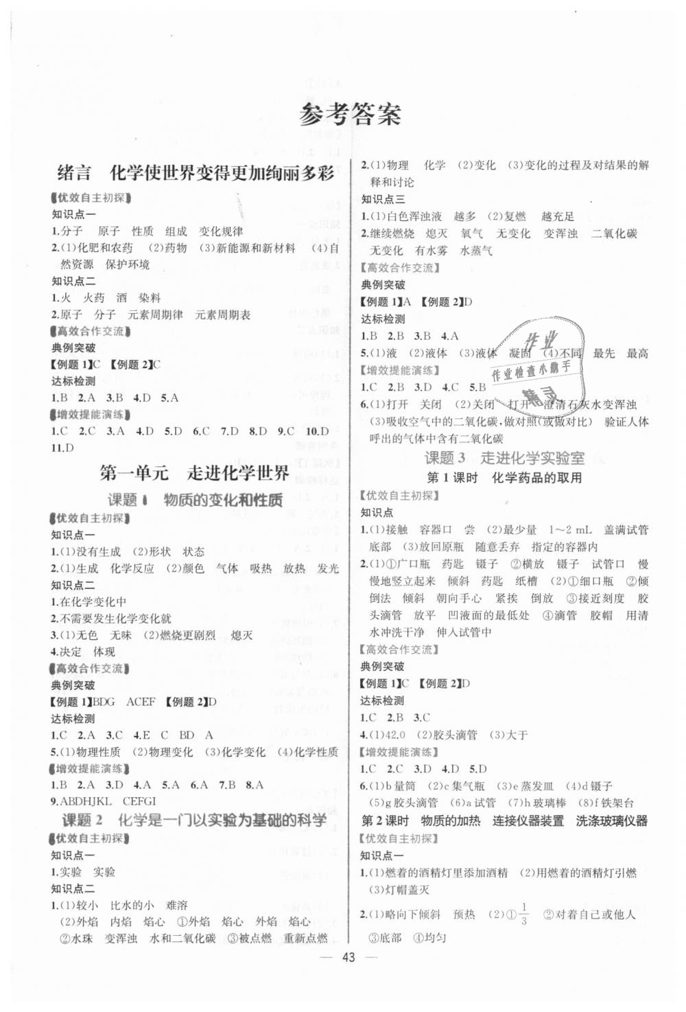 2018年同步导学案课时练九年级化学全一册人教版河南专版 第1页