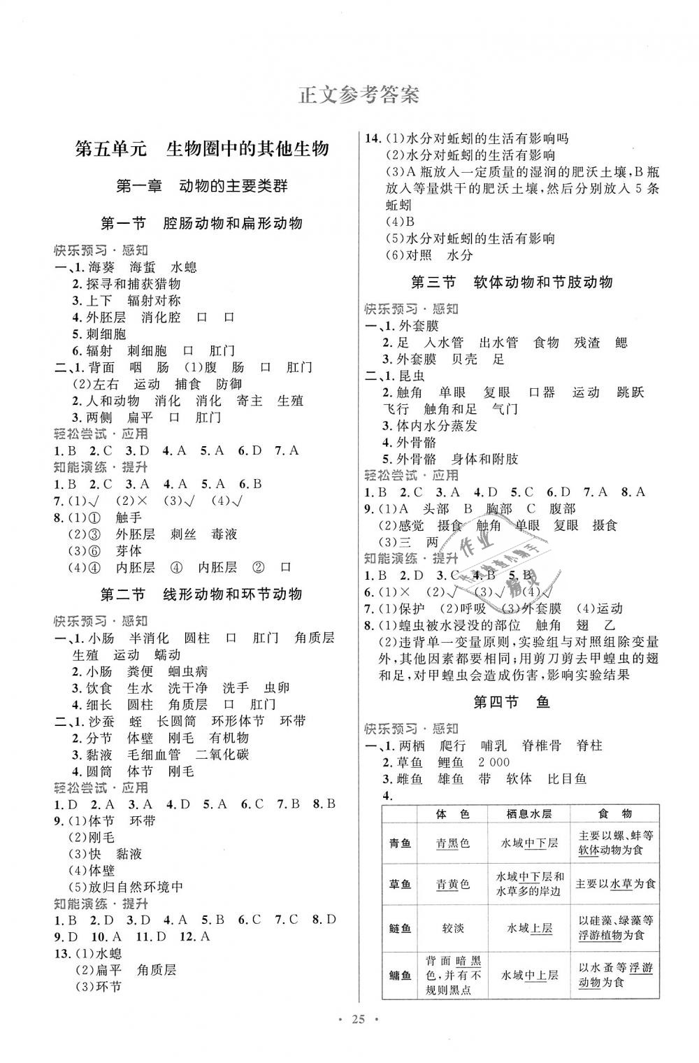 2018年初中同步测控优化设计八年级生物学上册人教版福建专版 第1页