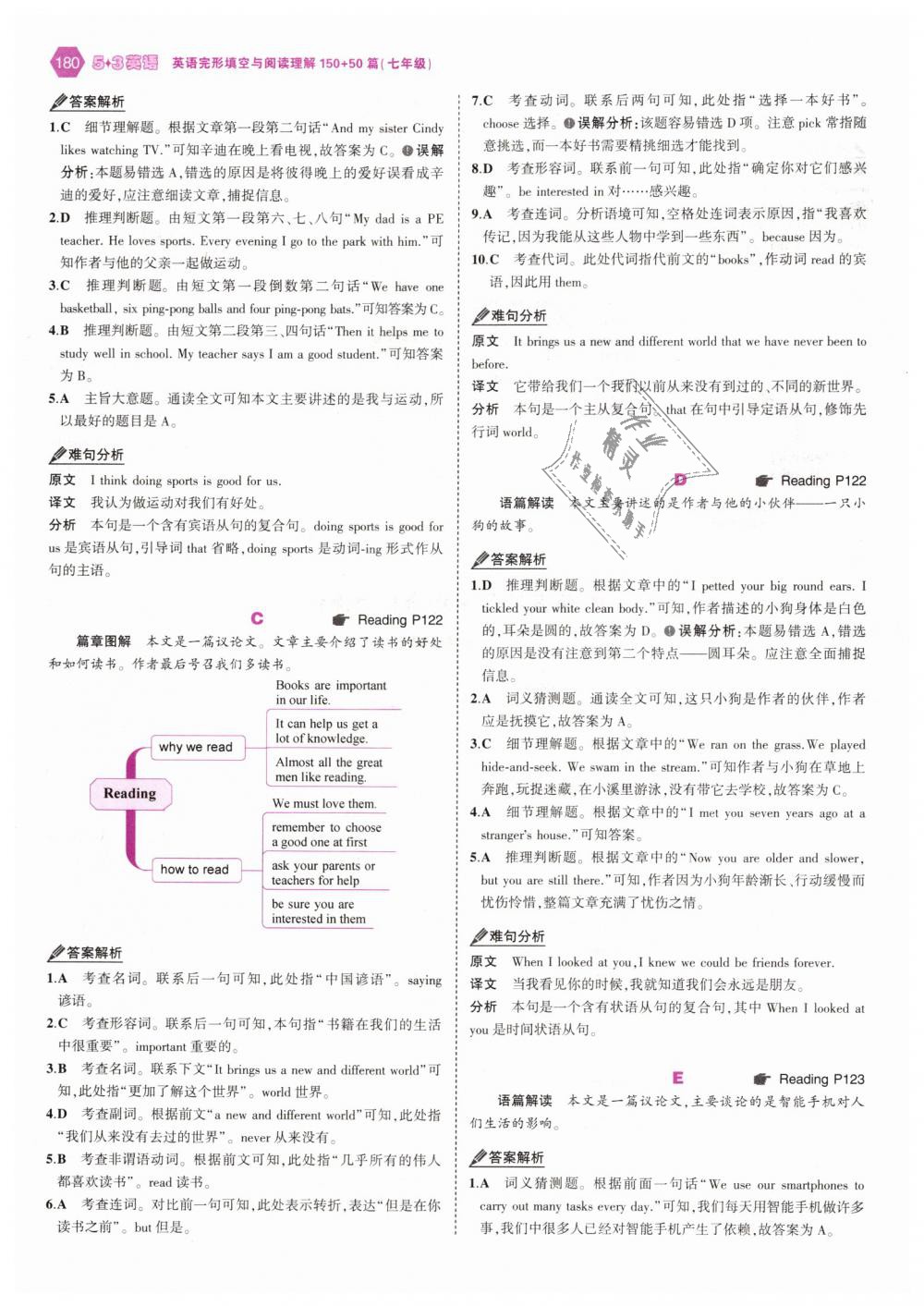 2018年53English七年級英語完形填空與閱讀理解150加50篇 第54頁