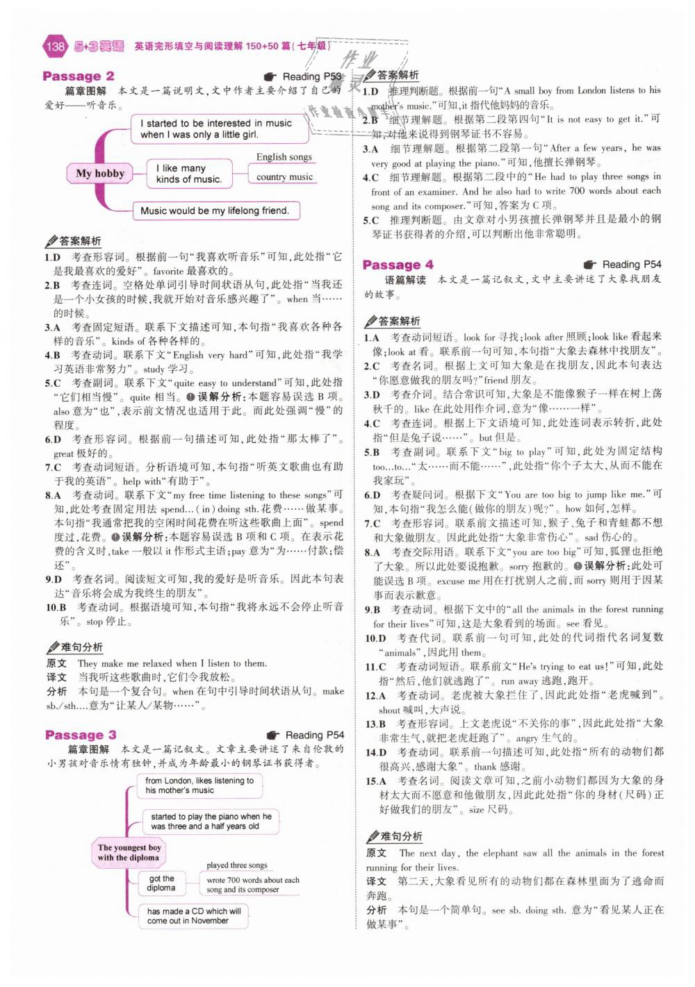 2018年53English七年級(jí)英語(yǔ)完形填空與閱讀理解150加50篇 第12頁(yè)