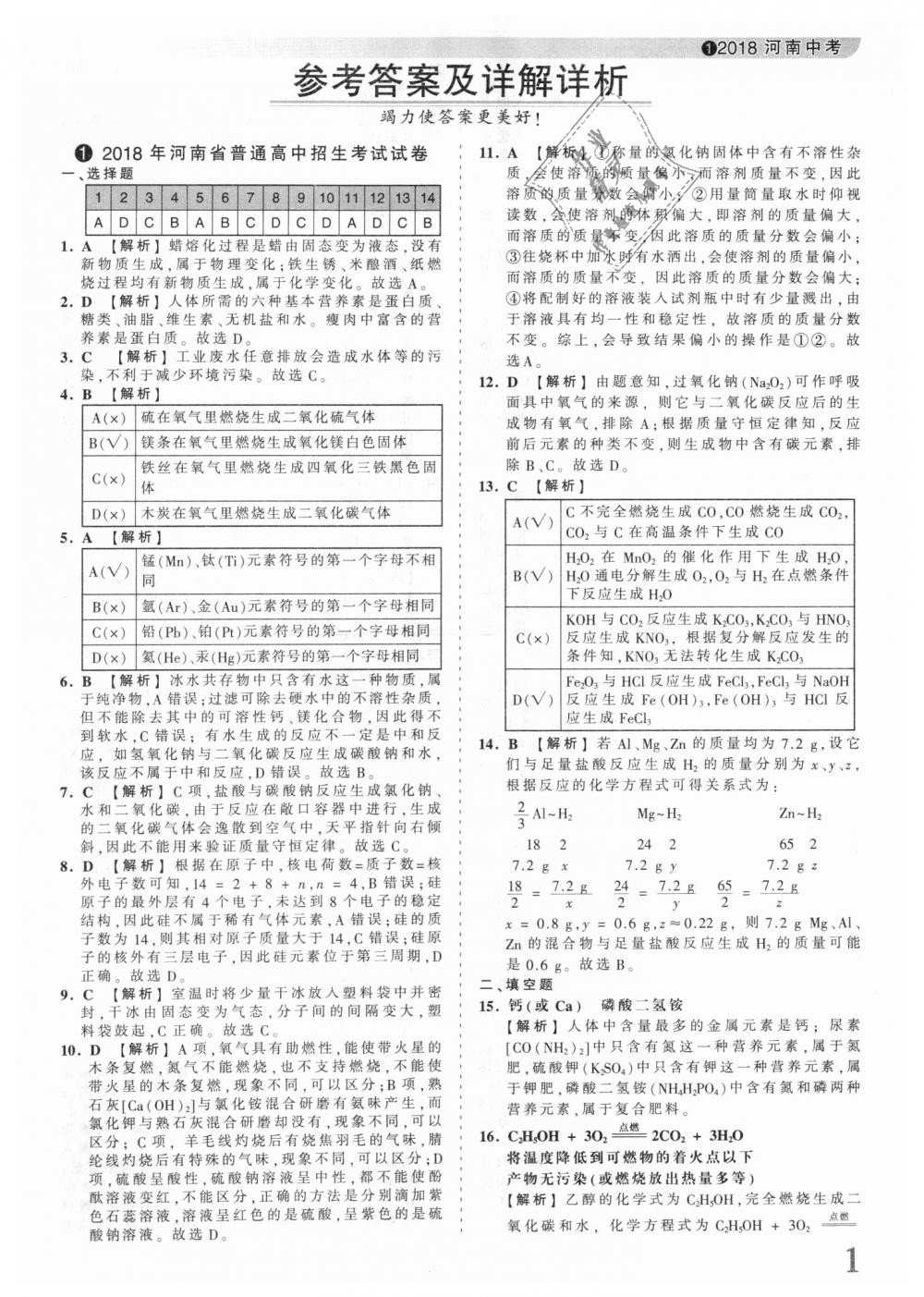 2018年王朝霞河南中考中考真题精编化学 第1页