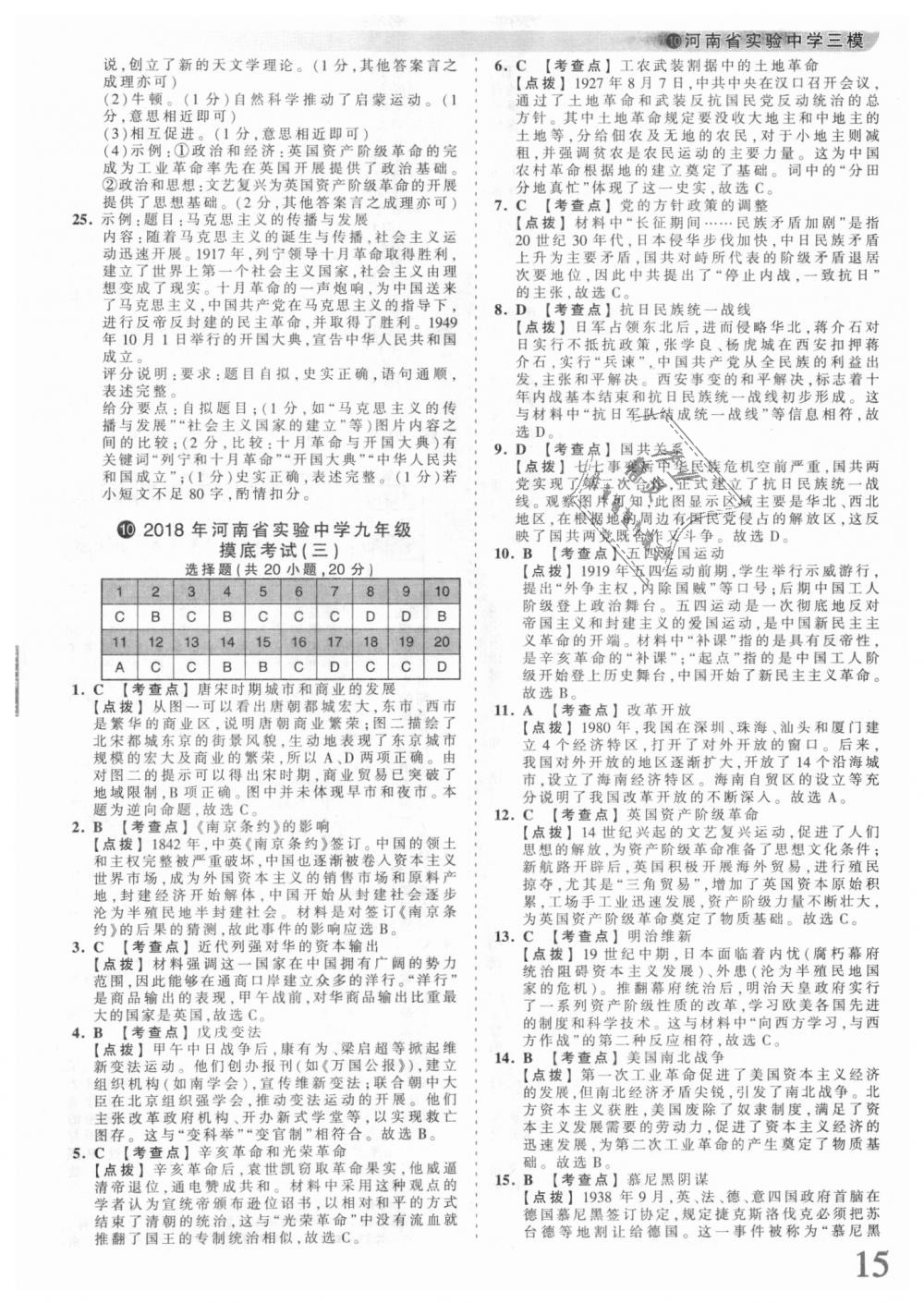 2018年王朝霞河南中考中考真題精編歷史 第15頁