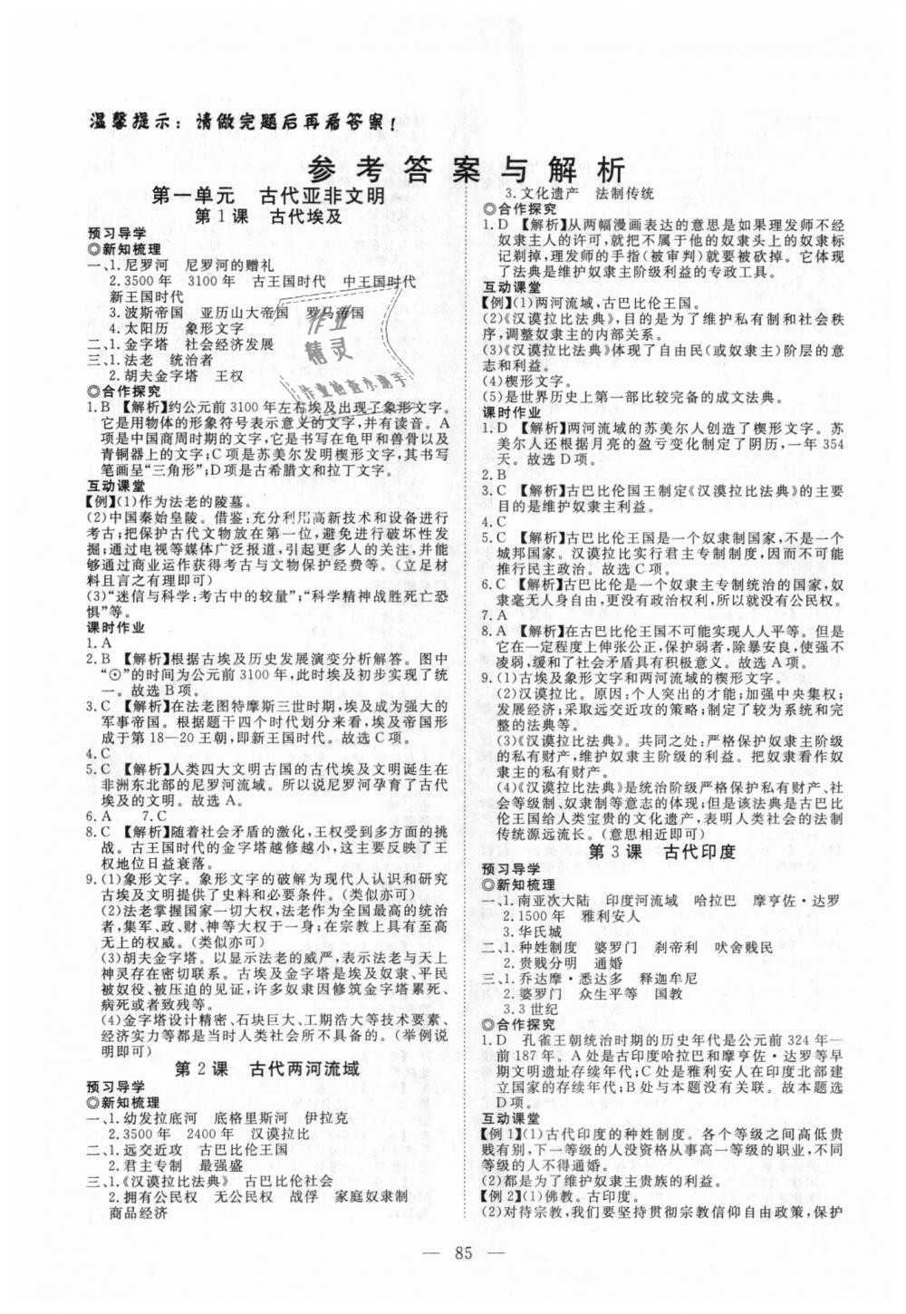 2018年351高效课堂导学案九年级历史上册人教版 第1页